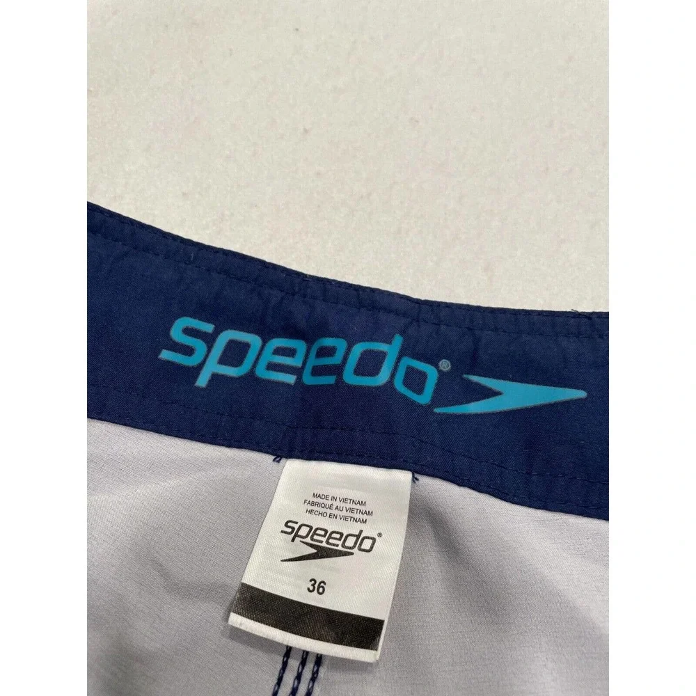 Speedo Size 36 Mens Interference Glow Board Shorts Swim Trunks Cargo Pocket Blue